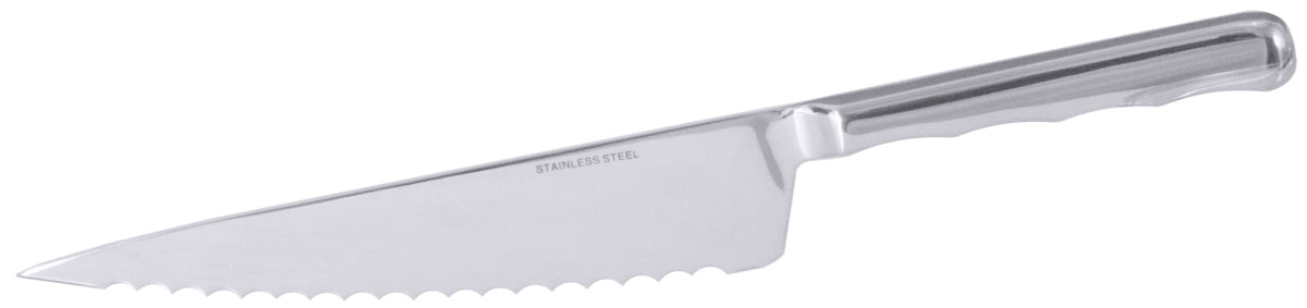 Gezacktes Küchenmesser aus Edelstahl.