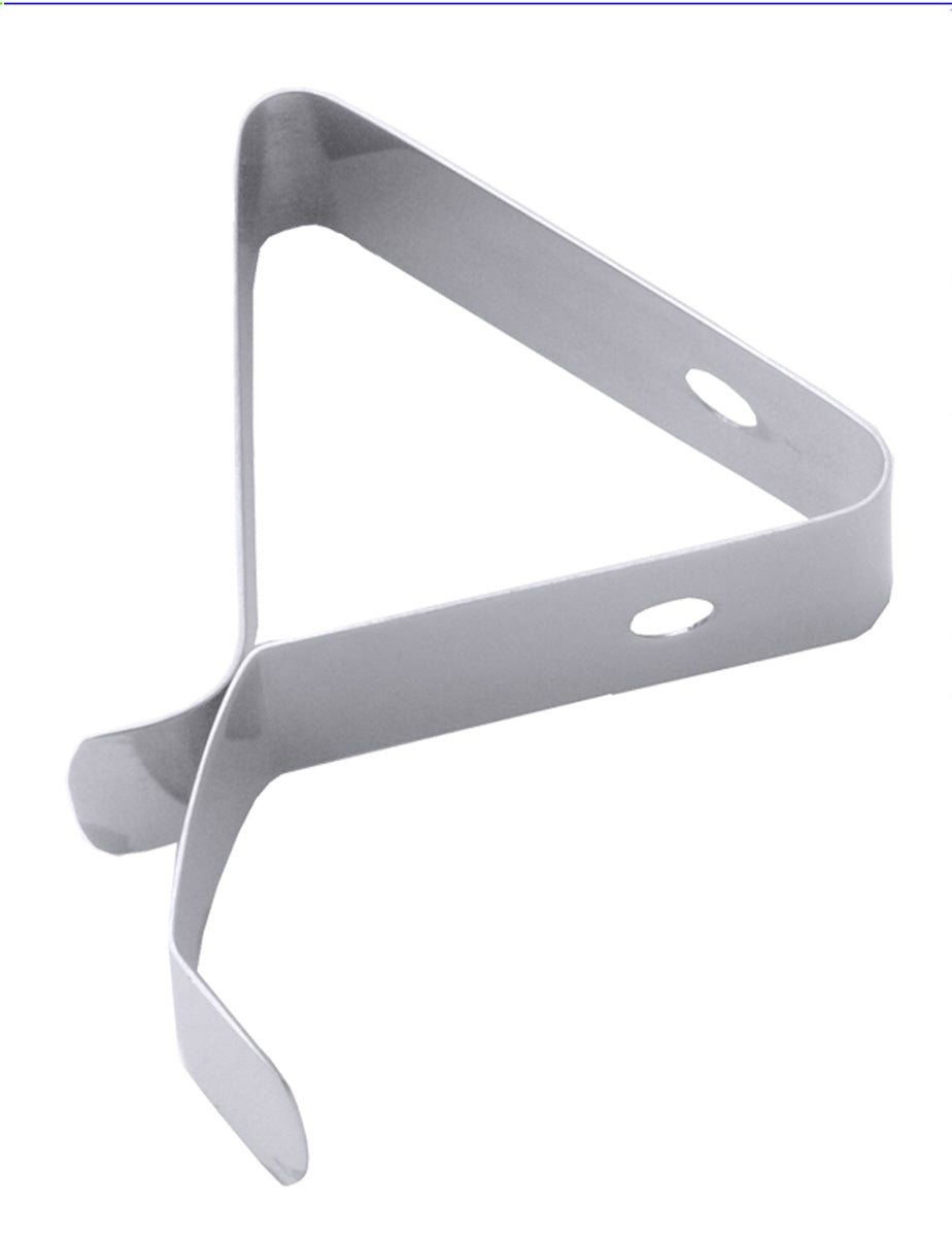 Metallischer Dreieck-Topfdeckelhalter.