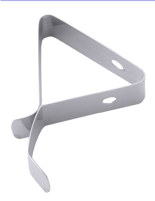 Metallischer Dreieck-Topfdeckelhalter.