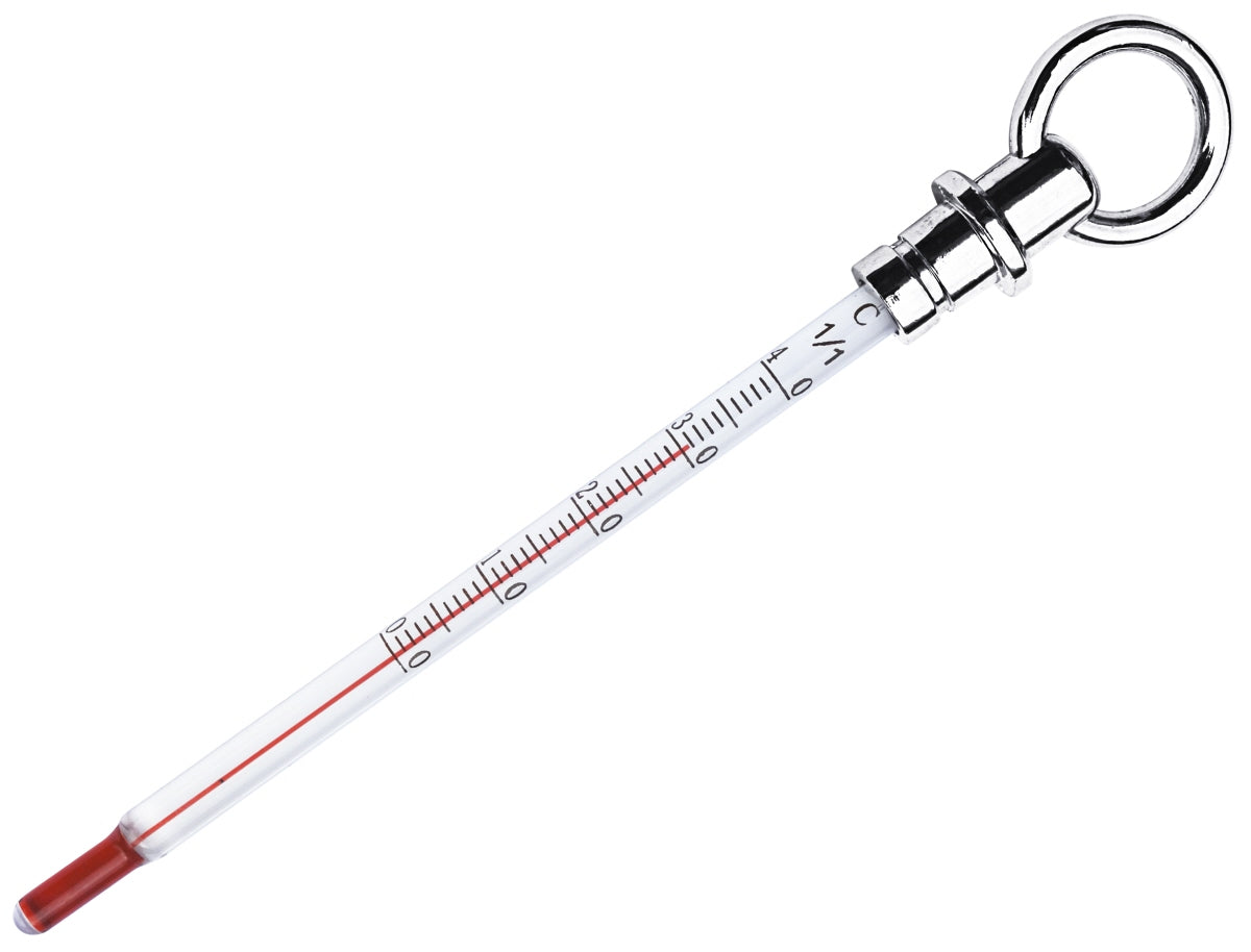 Thermometer mit Metallring oben.