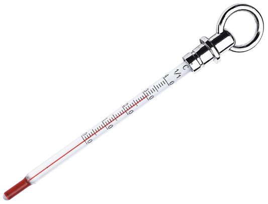 Thermometer mit Metallring oben.