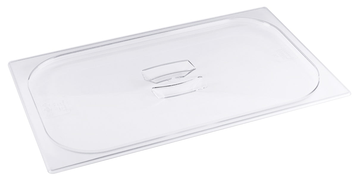 Transparenter GN-Behälterdeckel aus Kunststoff.