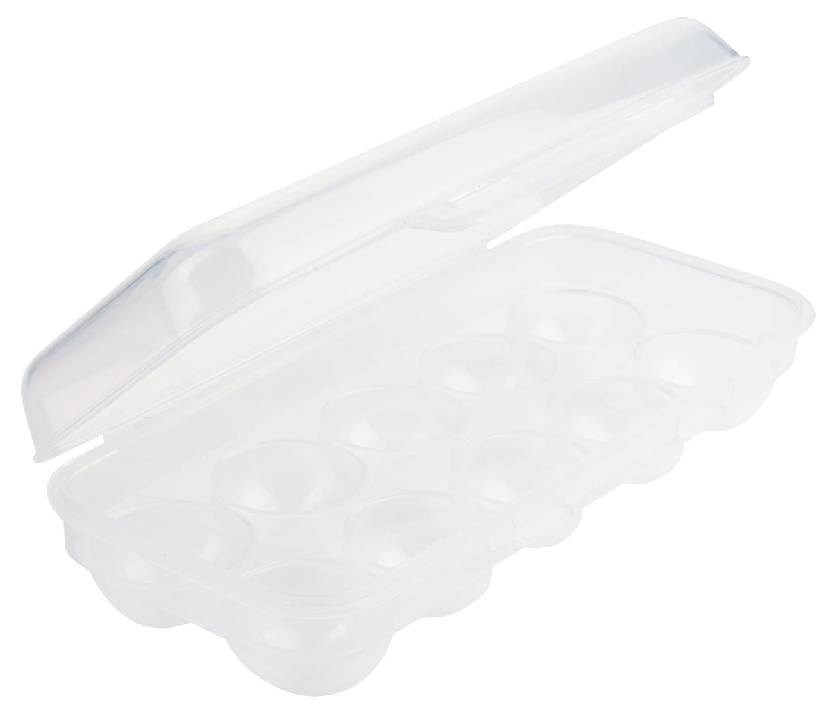 Transparente Eierverpackung, geöffnet.