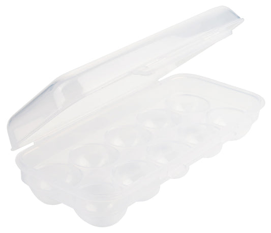 Transparente Eierverpackung, geöffnet.