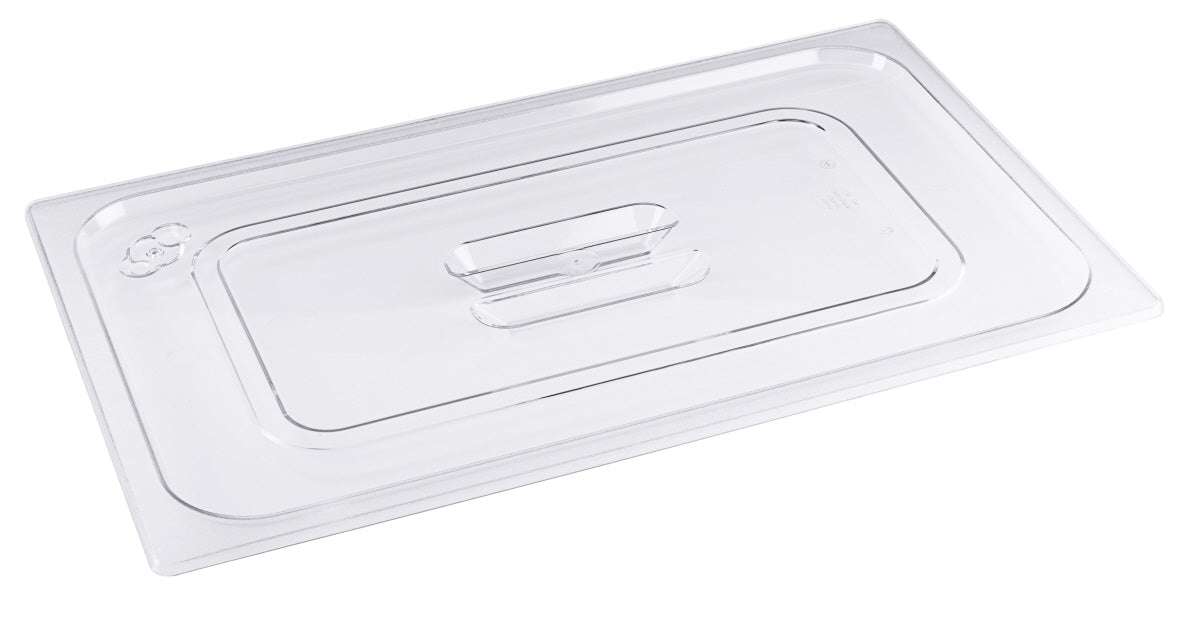 Transparenter GN-Behälterdeckel aus Kunststoff.