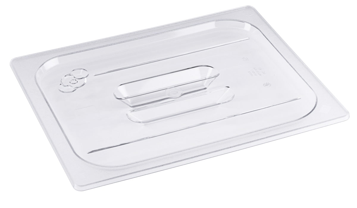 Transparenter GN-Behälterdeckel aus Kunststoff.