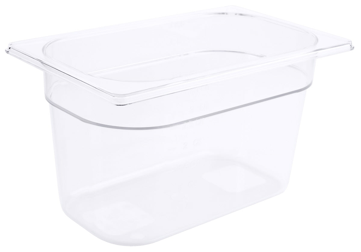 Transparente GN-Behälter für Gastronomie.