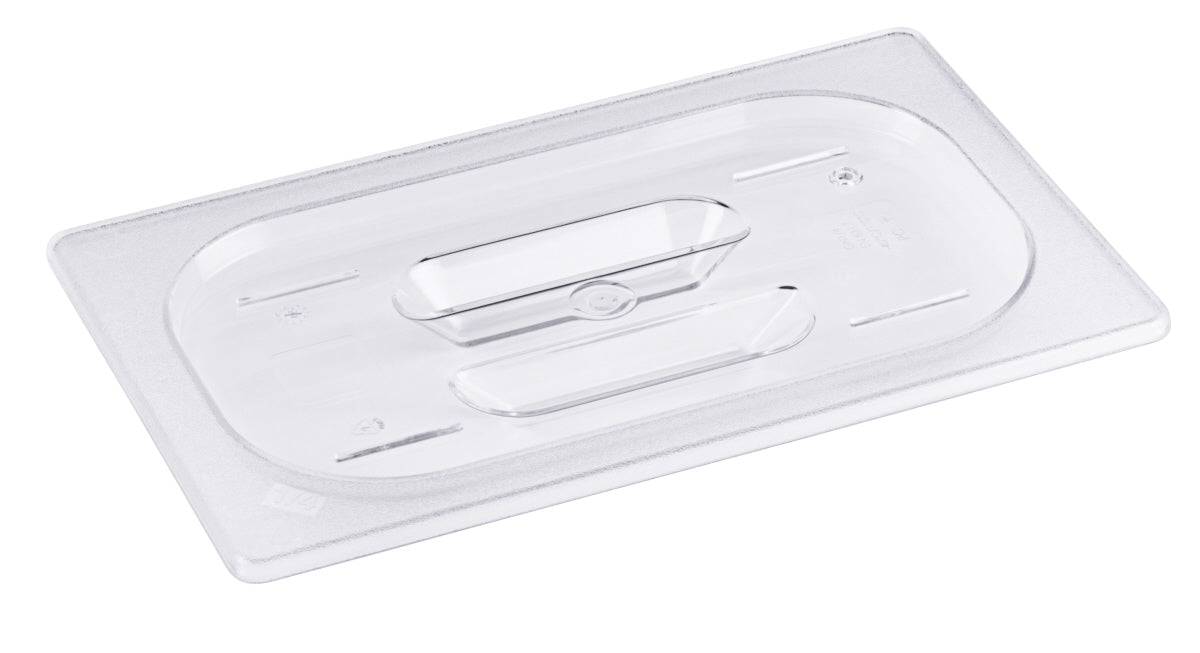 Transparenter GN-Behälterdeckel aus Kunststoff.