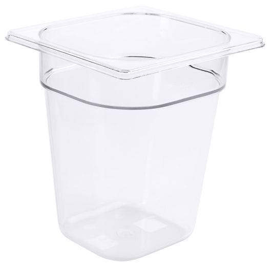 Transparenter GN-Behälter mit Deckel.