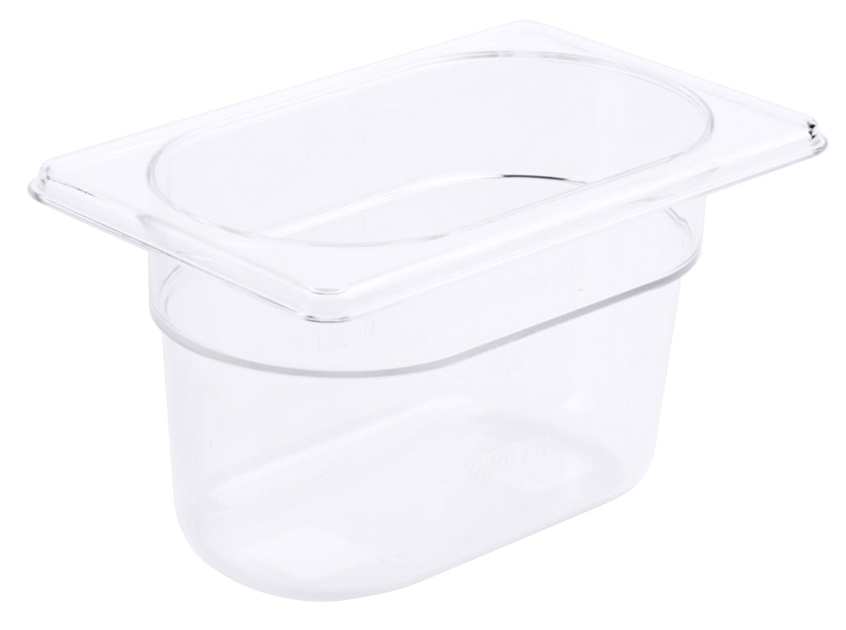 Transparente GN-Behälter für Gastronomie.