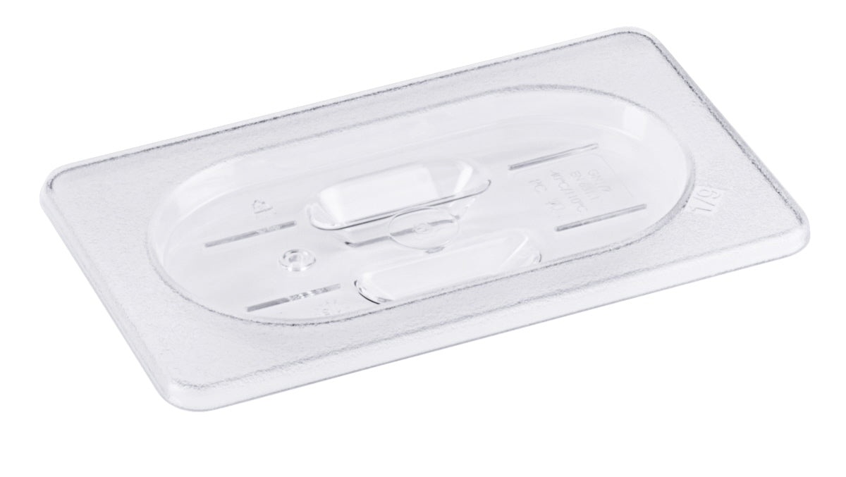 Transparenter GN-Behälterdeckel aus Kunststoff.