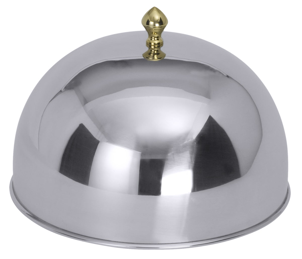 Edelstahl-Servierhaube mit Goldknauf