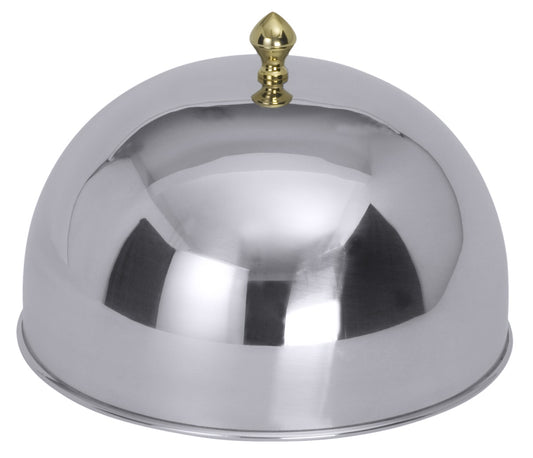 Edelstahl-Servierhaube mit Goldknauf