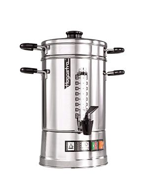 Gastronomie-Kaffeemaschine aus Edelstahl.
