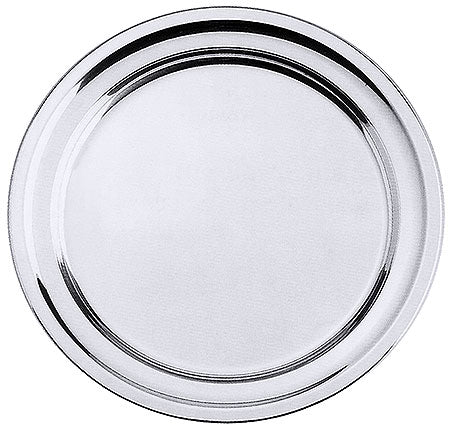 Runde Edelstahl-Servierplatte für Gastronomie.