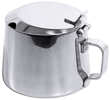 Edelstahl-Zuckerdose mit Deckel.