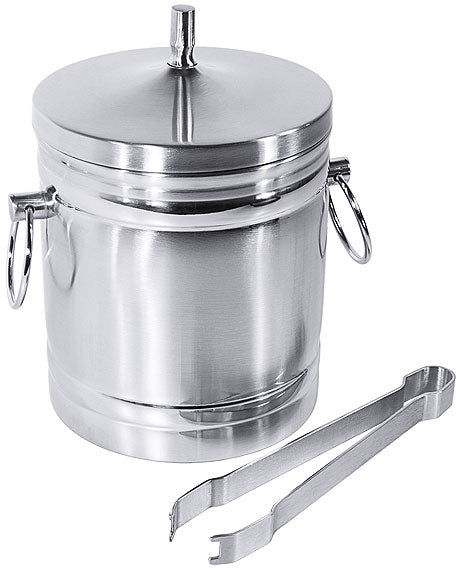 Eiseimer mit Zange aus Edelstahl.