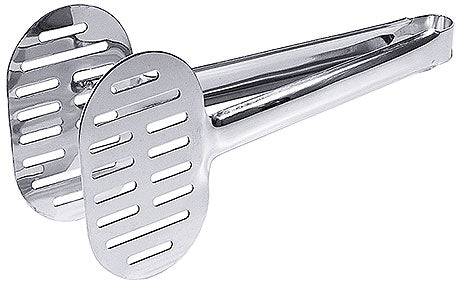 Metallene Servierzange mit Schlitzen.