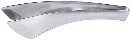 Zwei silberne Servierlöffel aus Edelstahl.