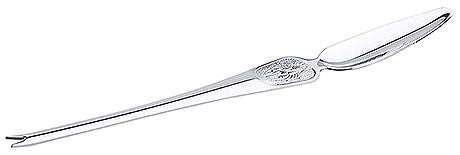 Silberne Hummergabel mit Gravur.