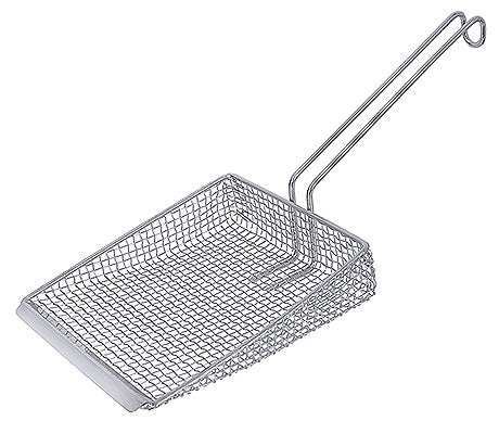 Frittierkorb mit Griff aus Metall.