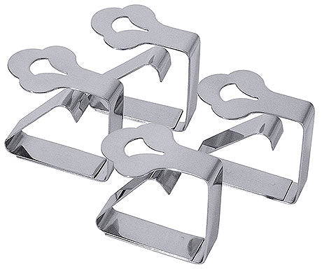 Tischdeckenklammern aus Metall, vier.