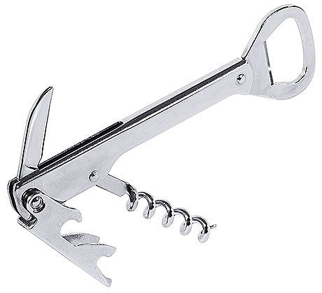 Kellnermesser aus Edelstahl, geöffnet.