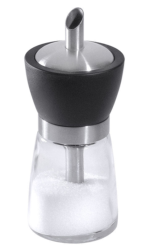 Zuckerspender aus Glas und Metall.