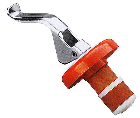 Zapfhahn mit rotem Griff.