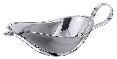 Silberne Sauciere mit Henkel.