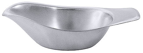 Silberne Soßenschale aus Edelstahl.
