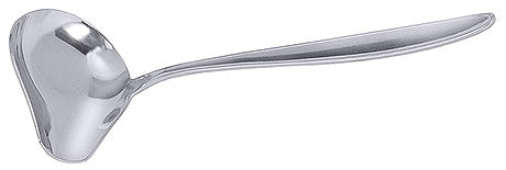 Silberne Schöpfkelle aus Edelstahl.