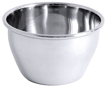 Metallschüssel aus Edelstahl, glänzend.