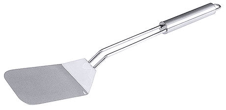 Metall-Pfannenwender mit langem Griff.