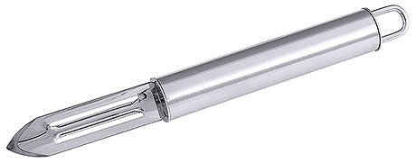 Silberner Sparschäler aus Metall.
