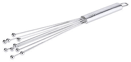 Schneebesen mit Kugeln aus Metall.