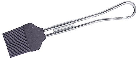 Schwarzer Küchenpinsel mit Metallgriff.