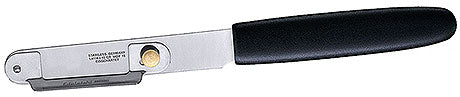 Schwarzer Sparschäler mit Metallklinge.