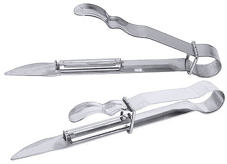 Zwei silberne Austernmesser aus Metall.