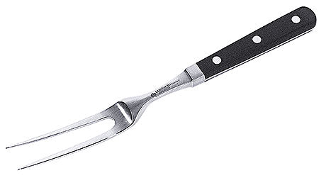 Fleischgabel mit schwarzem Griff.