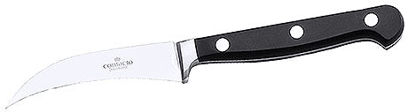 Schälmesser mit schwarzem Griff.