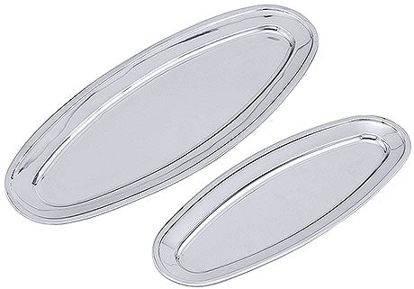 Zwei ovale silberne Servierplatten.