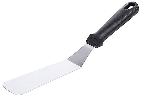 Küchenspatel mit schwarzem Griff.