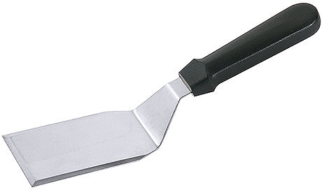 Metallspatel mit schwarzem Griff.