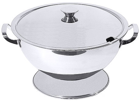 Silberne Suppenschüssel mit Deckel.
