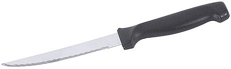 Gezacktes Messer mit schwarzem Griff.