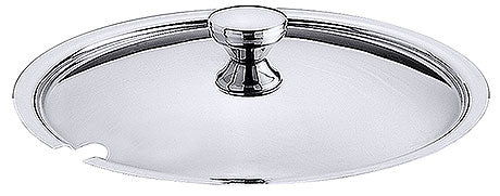 Runde Edelstahl-Abdeckung mit Griff.