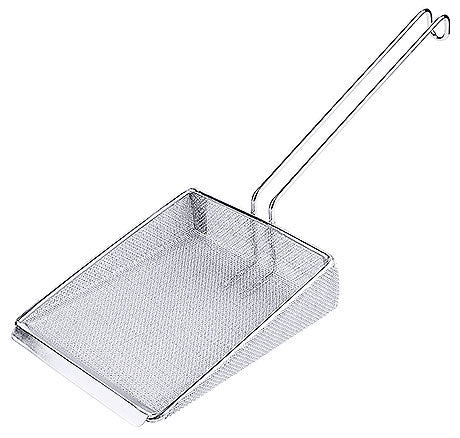 Metallsieb mit langem Griff.