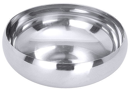 Metallschüssel aus Edelstahl, glänzend.