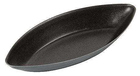 Schwarze ovale Servierschale aus Melamin.
